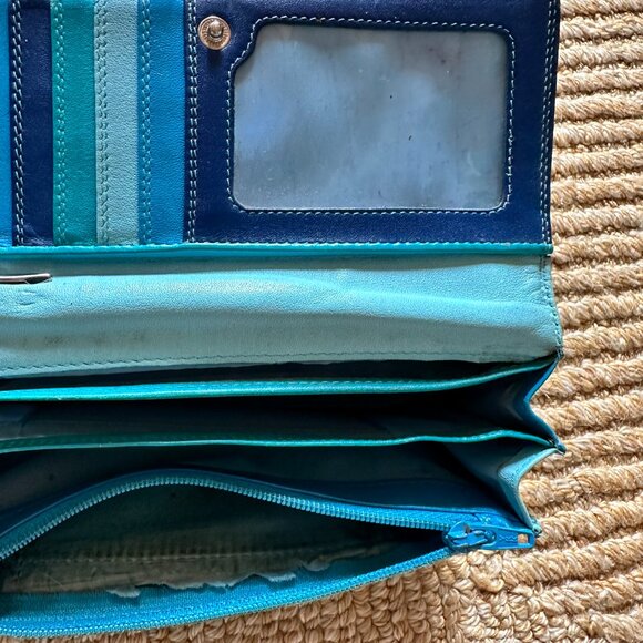 Used Wallet In Pretty Shades Of Blue And Teal - Picture 7 of 8